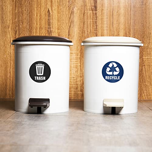 MECCANIXITY Trash Stickers Decals Bin Labels 5 Inch Large Vinyl for Stainless Steel/Plastic Trash Can, Black Pack of 6