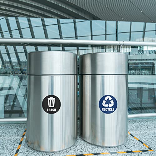 MECCANIXITY Trash Stickers Decals Bin Labels 5 Inch Large Vinyl for Stainless Steel/Plastic Trash Can, Black Pack of 6