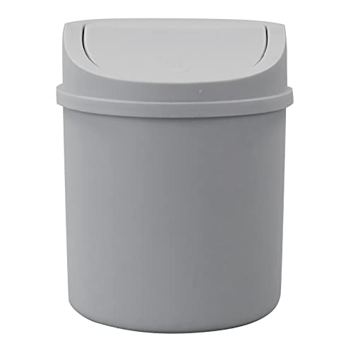 Dehouse 0.5 Gallon Tiny Swing Top Trash Can, Mini Desktop Garbage Bin, Gray