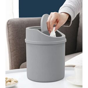 Dehouse 0.5 Gallon Tiny Swing Top Trash Can, Mini Desktop Garbage Bin, Gray