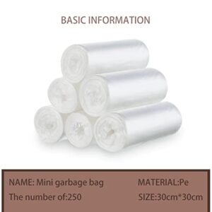 Small Clear Trash Bags，Small Garbage Bags 0.52 Gallon，Bathroom Trash Can Bin Liners, Small Plastic Bags for Bathroom Bedroom Office Garbage Can（White 10)…