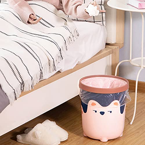 Rubbish Garbage Bin, Cute Huggable Bear Pressure Ring Trash Can Bedroom Living Room Kitchen Bathroom Paper Basket Large Capacity Bucket Waste Bin Pink 9.84" x 8.66"