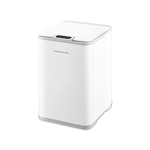 Ninestars DZT-10-35 2.6 Gal / 10L, White Plastic, Square Shape, Motion Sensor Trash Can