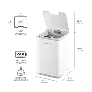 Ninestars DZT-10-35 2.6 Gal / 10L, White Plastic, Square Shape, Motion Sensor Trash Can