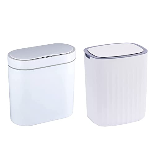 Bundles of 2.5 Gallon Motion Sensor Trash Can and 3.5 Gallon Waterproof Sensor Trash Can, ELPHECO for Kitchen, Bathroom, Office use