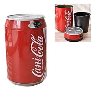 Trash Can with Lid Stainless Can Round Coke Can Stylish Home Living Room Automatic Induction Electronic Smart Trash Can (Red)