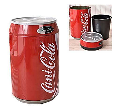 Trash Can with Lid Stainless Can Round Coke Can Stylish Home Living Room Automatic Induction Electronic Smart Trash Can (Red)