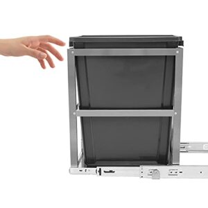 Thre'a Under Counter Kitchen Cabinet Pull-Out Trash Can with Stainless Steel Frame，28 Liter / 7.5 Gallon Sliding Pull Out Waste Bin Container，Used in The Kitchen Concealed Trash Can（Single Barrel）