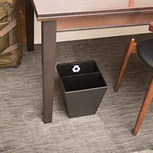 Dual Divided Trash Can with Removable Inner Bin for Separating Trash from Recycling. Great for Home Offices, Desks, Work from Home - Crafted from Black Leatherette