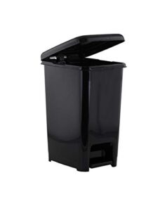 superio slim step on pedal plastic trash can, waste bin for under desk, office, bedroom, bathroom, kitchen (2.5 gal) (black)