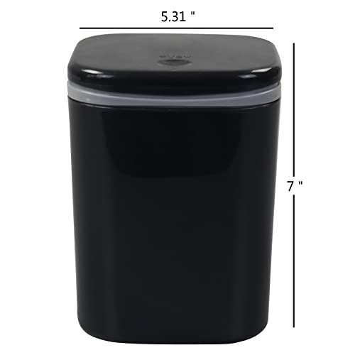 Idotry 0.5 Gallon Tiny Desktop Push-Button Trash Can, Mini Wastebasket, Black