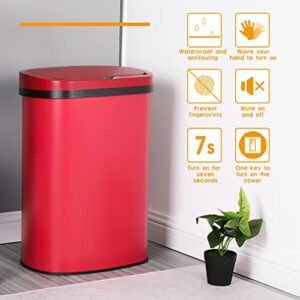 New Red 13-Gallon Touch Free Sensor Automatic Kitchen Office