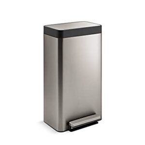 KOHLER 8 Gallon Tall Hands-Free Kitchen Step Can, Trash Can with Foot Pedal, Quiet-Close Lid, Stainless Steel, K-20941-ST