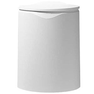 Modern Trash Can with Lid - Double Barrel Garbage Can - One Press Cover Motion Trash Can - Waterproof Waste Basket with Plastic Bin Garbage Bag Liner - White Trash Can, 12L/3.2Gal Capacity