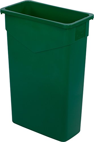 CFS 34202309 TrimLine Polyethylene Waste Container, 23 Gallon Capacity, 20" Length x 11" Width x 29.88" Height, Green (Case of 4)