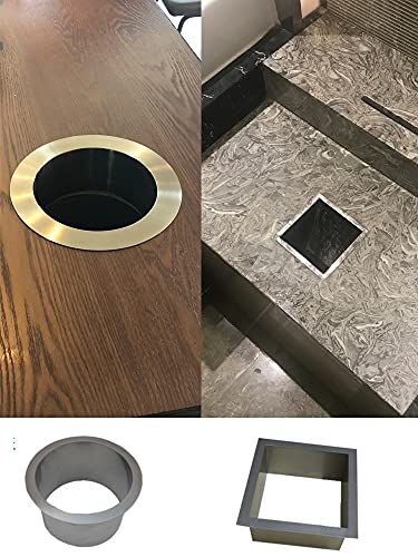 304 Stainless Steel Square Round Built-in Drop in Countertop Bench Top Waste Trash Chute Grommet No Cover Bathroom Hotel Public (Square 180mm(7.08"))