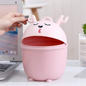 ESD HSDMYSH Cute Trash can Countertop Trash Can Desktop Trash Can TabletopTrash Can Mini Garbage cans for Bedroom Living Room Bathroom Small Wastebasket with Lid(Pink)