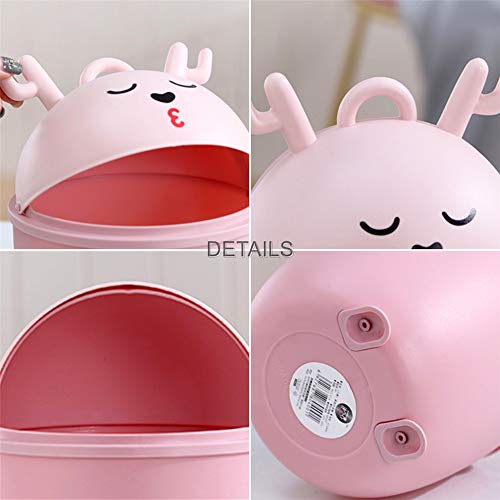 ESD HSDMYSH Cute Trash can Countertop Trash Can Desktop Trash Can TabletopTrash Can Mini Garbage cans for Bedroom Living Room Bathroom Small Wastebasket with Lid(Pink)