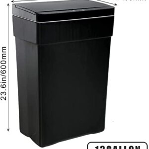 TTY Store 2-Pack 13 Gallon Kitchen Plastic Trash Can, Electronic Motion Sensor Automatic Garbage Can Trash Bin with Lid,50 Lt Garbage Bin for Office Kitchen Bathroom Living Room (TC-P4692-black)