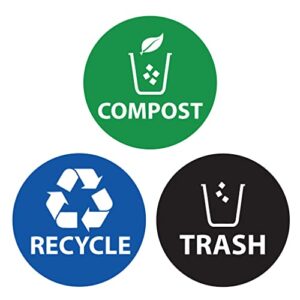 luloop designs – recycle trash compost stickers for cans, compost bin, recycle bin, metal trash can or plastic trash can at home, kitchen or office (5 x 5 inches) – premium vinyl sticker