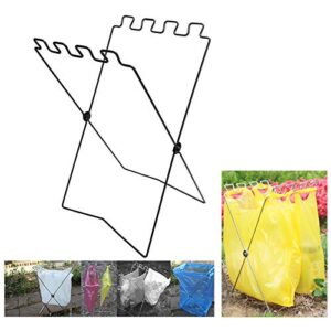 chiwe trash rack, iron wire folding shelf portable garbage bag holder plastic bag shelf, for camping picnic kitchen