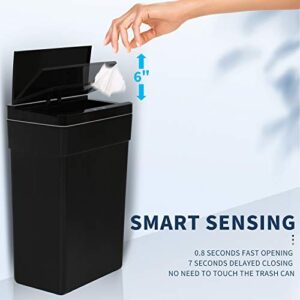 HCY Kitchen Trash Can Motion Sensor Trash Can Touch Free High-Capacity Garbage Can Mute Automatic Waste Bin for Office Kitchen Living Room Bathroom 13 Gallon 50 Liter (Black)