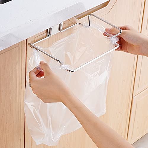 LUNCK Trash Bag Holder Racks, Metal Hanging Garbage Bags Rack, Stainless Steel Trash Bag Holder for Kitchen Cabinets(Hanging)