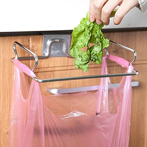 LUNCK Trash Bag Holder Racks, Metal Hanging Garbage Bags Rack, Stainless Steel Trash Bag Holder for Kitchen Cabinets(Hanging)