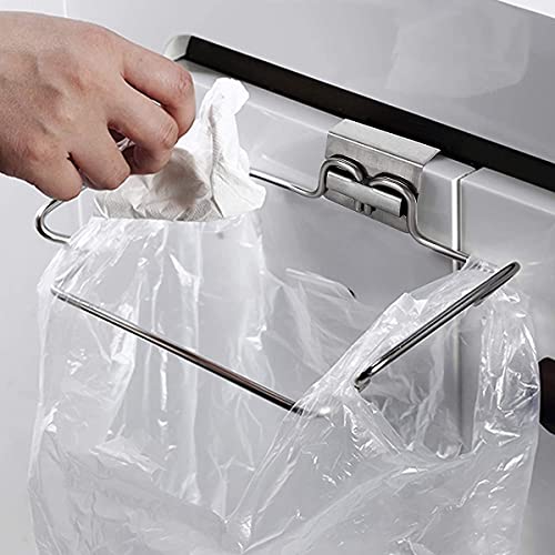 LUNCK Trash Bag Holder Racks, Metal Hanging Garbage Bags Rack, Stainless Steel Trash Bag Holder for Kitchen Cabinets(Hanging)