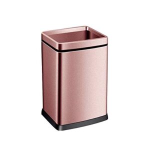 indoor trash can stainless steel square trash can large capacity garbage bin without cover modern minimalist trash can for kitchen living room office trash can (color : rose-gold-15l)