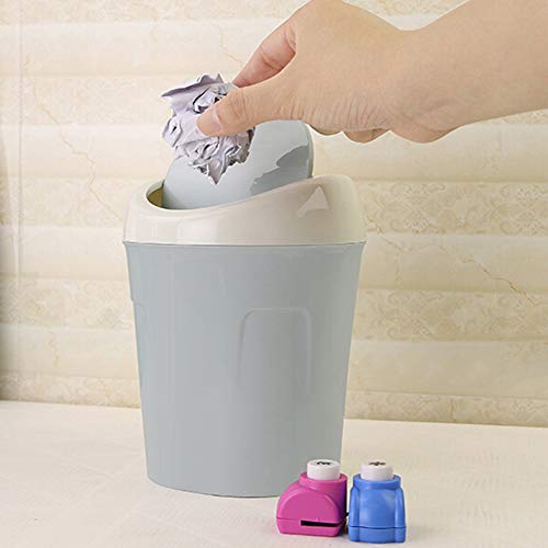 erDouckan Durable Trash Can, Desktop Mini Flip Lid Home Living Room Bedside Trash Can Garbage Dust Bin Holder, Make Your Room Clean and Comfortable (Pink)