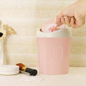 erDouckan Durable Trash Can, Desktop Mini Flip Lid Home Living Room Bedside Trash Can Garbage Dust Bin Holder, Make Your Room Clean and Comfortable (Pink)