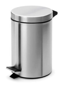 rocky mountain goods small trash can with step lid – 1.85 gallon – trash can for bathroom, bedroom, office – heavy duty metal – foot pedal opening – removable inside pail with handle (stainless steel)