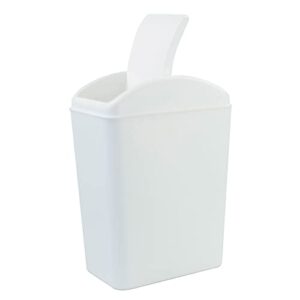 qskely 4.5 gallon plastic swing-top trash can, garbage can with lid, white