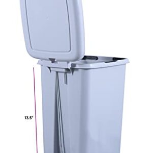 Superio Slim Step On Pedal Plastic Trash Can, Waste Bin for Under Desk, Office, Bedroom, Bathroom, Kitchen (2.5 gal) (White Smoke)