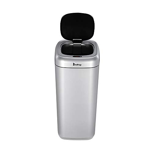 Automatic Trash Can with Lid Deodorizer, 35L/9Gallon Small Touchless Waste Recycling Bin Infrared Motion Sensor Trash Bin for Office Bedroom Bathroom and Kitchen (Silver), (11.3 x 11.3 x 24.7)inch