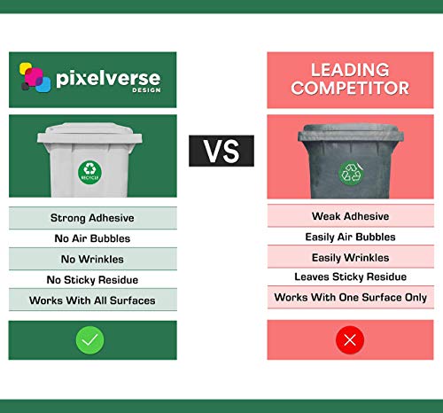 Pixelverse Design Recycle Trash Bin Logo Sticker - 4" x 4" - Organize & Coordinate Garbage Waste from Recycling - Great for Metal Aluminum Steel or Plastic Trash Cans - Indoor & Outdoor (10 Pack)