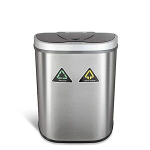 Ninestars DZT-70-R3 Motion Sensor Trash Can, Extra Large, Silver