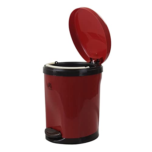 Anbers Pedal Step Garbage Can with Lid, 6 L Plastic Trash Can, Red