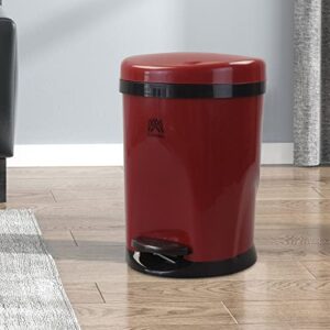 Anbers Pedal Step Garbage Can with Lid, 6 L Plastic Trash Can, Red