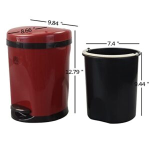 Anbers Pedal Step Garbage Can with Lid, 6 L Plastic Trash Can, Red