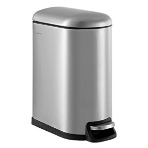 happimess hpm1010a roland 10.6-gallon step-open trash can, modern, minimalistic, fingerprint-proof, rustproof, hands-free, kitchen, laundry room, office, 10.6 gallons, chrome