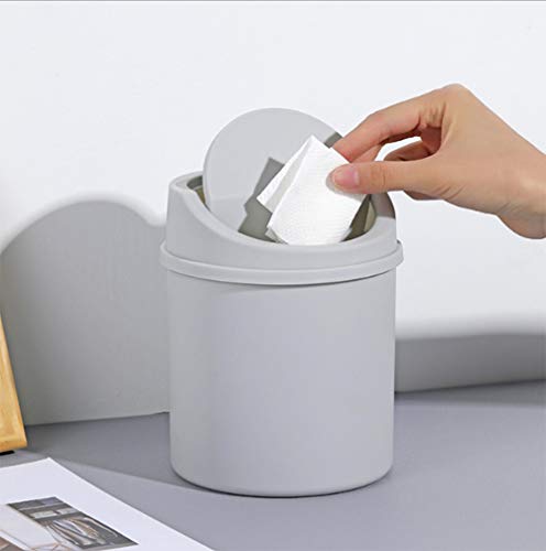 AKOAK 1 Pack Creative Small Desktop Trash Can Mini Clamshell Small Waste Paper Basket Household Plastic Storage Bucket Simple Compact Trash Can（Gray）