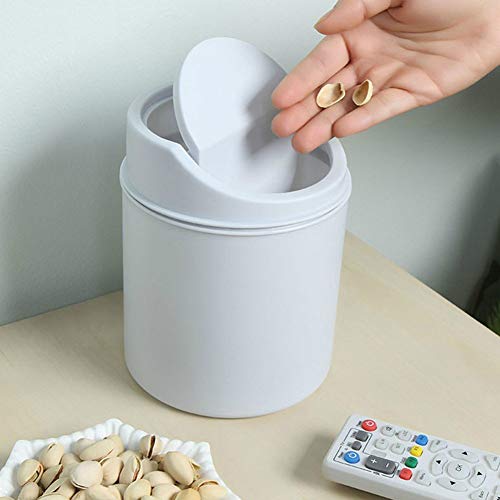 AKOAK 1 Pack Creative Small Desktop Trash Can Mini Clamshell Small Waste Paper Basket Household Plastic Storage Bucket Simple Compact Trash Can（Gray）