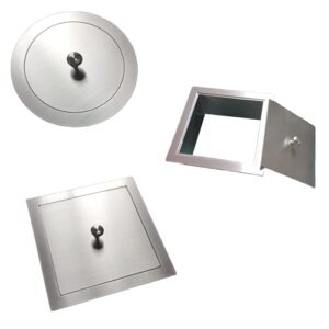304 stainless steel round square countertop working top flush built-in waste trash chute grommet with lid cover (square 210mm(8.26″))