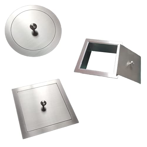 304 Stainless Steel Round Square Countertop Working Top Flush Built-in Waste Trash Chute Grommet with Lid Cover (Square 210MM(8.26"))