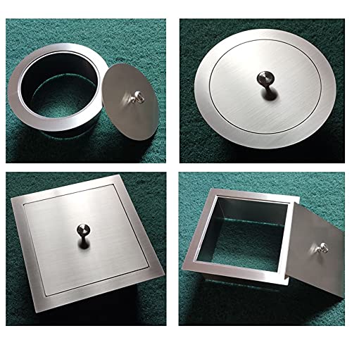 304 Stainless Steel Round Square Countertop Working Top Flush Built-in Waste Trash Chute Grommet with Lid Cover (Square 210MM(8.26"))