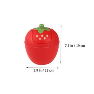 Toddmomy Mini Desktop Trash Can Strawberry Swing Lid Trash Bin Plastic Small Waste Bin Garbage Bin for Home Office Car (Red)