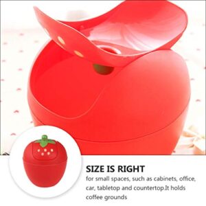 Toddmomy Mini Desktop Trash Can Strawberry Swing Lid Trash Bin Plastic Small Waste Bin Garbage Bin for Home Office Car (Red)