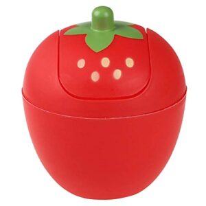 Toddmomy Mini Desktop Trash Can Strawberry Swing Lid Trash Bin Plastic Small Waste Bin Garbage Bin for Home Office Car (Red)